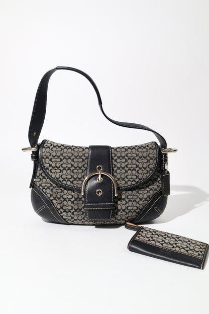 Vintage Coach 2005 Signature Soho weiße Gürtel Schultertasche