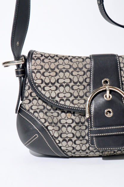 Vintage Coach 2005 Signature Soho weiße Gürtel Schultertasche