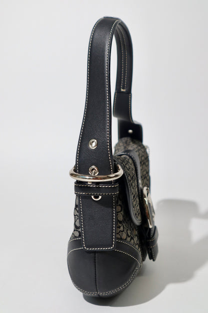 Vintage Coach 2005 Signature Soho weiße Gürtel Schultertasche