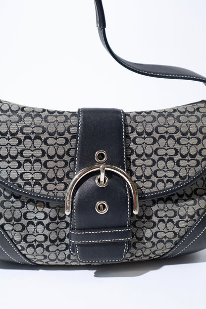 Vintage Coach 2005 Signature Soho weiße Gürtel Schultertasche