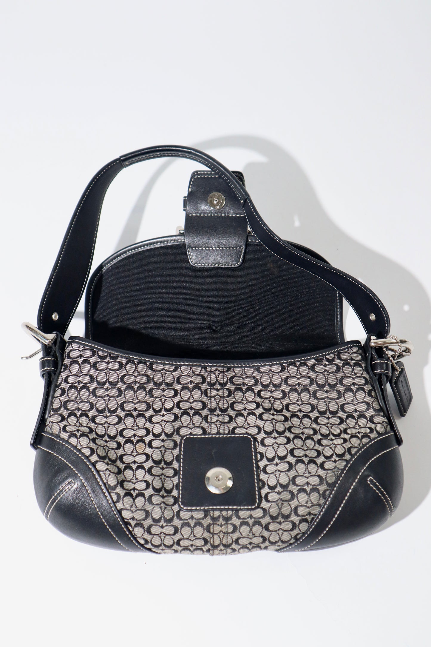 Vintage Coach 2005 Signature Soho weiße Gürtel Schultertasche