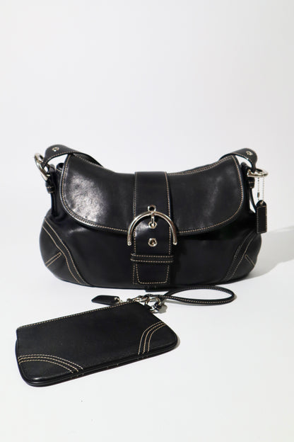 Vintage Coach 2005 Signature Soho weiße Gürtel Schultertasche