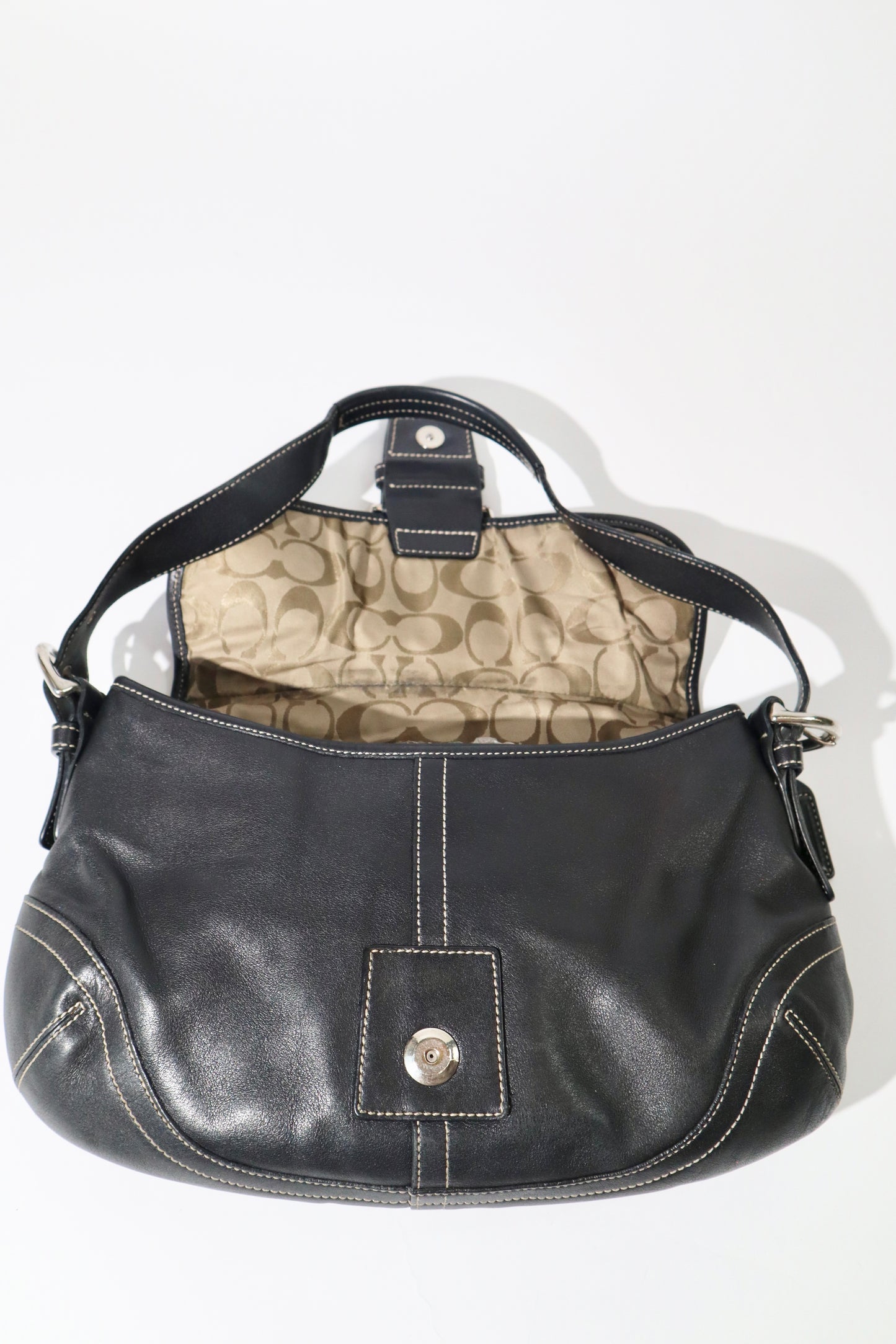Vintage Coach 2005 Signature Soho weiße Gürtel Schultertasche