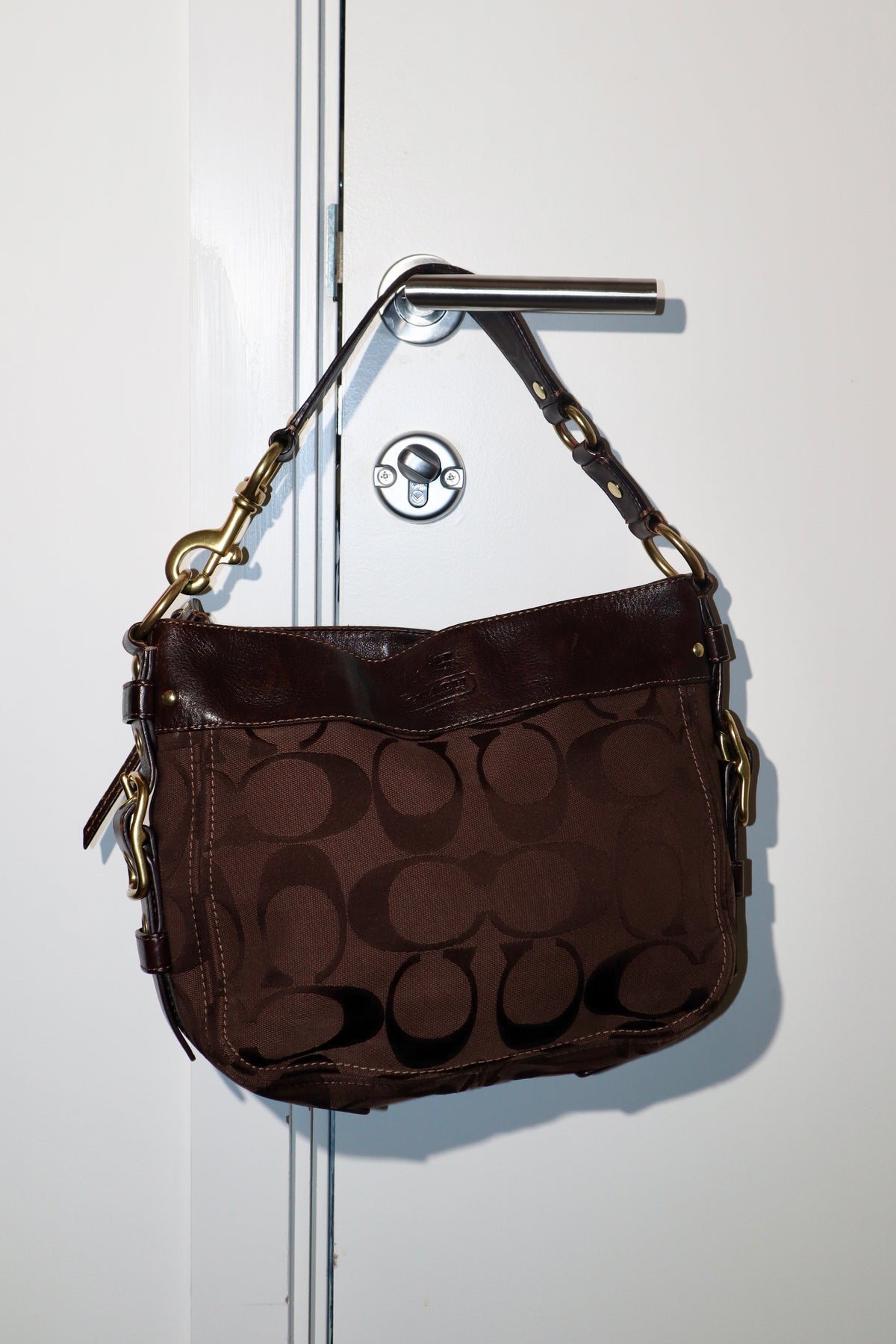 Vintage Coach Zoe Shoulder Bag in Chocolate Brown - 12657