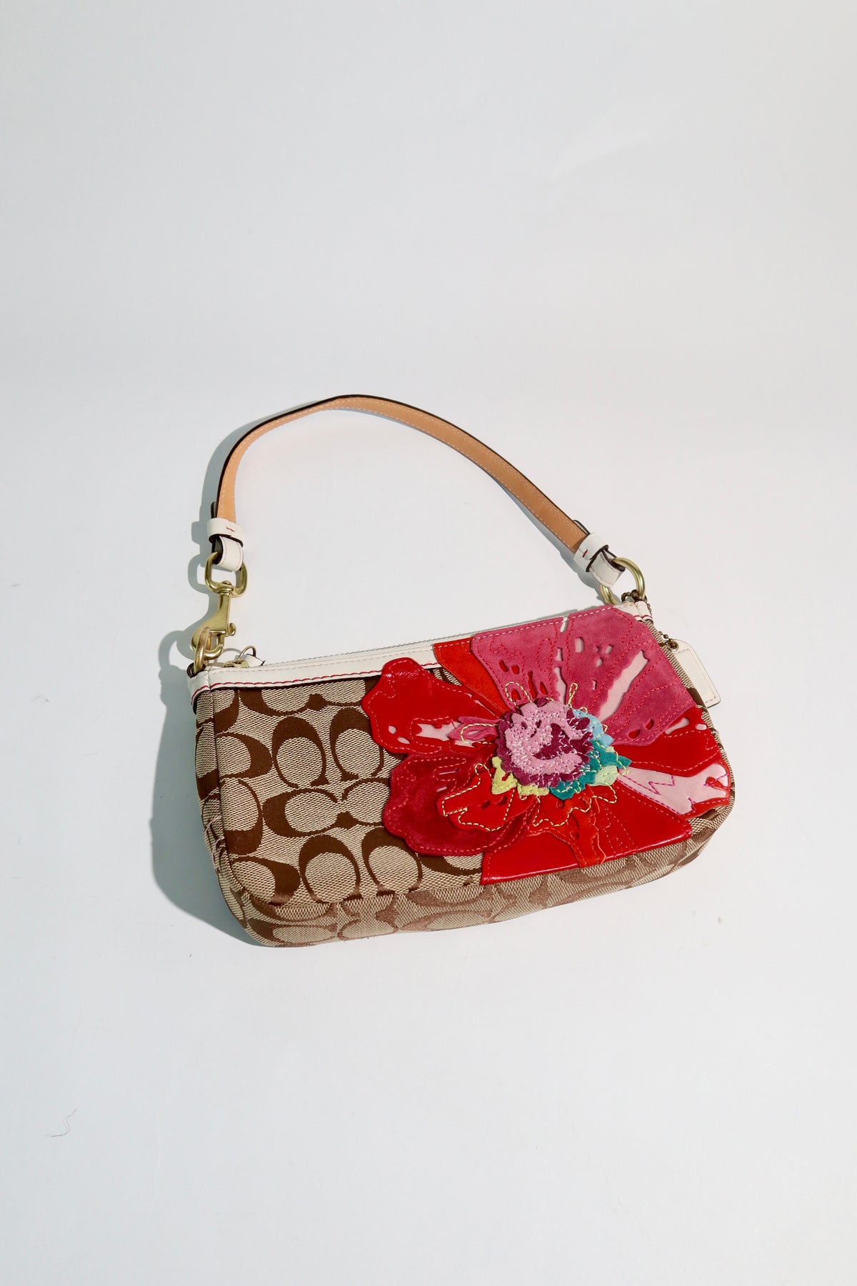 Coach Poppy Flower Demi Bag & Matching Wristlet – Red/Brown | Rare Find | Style 6264