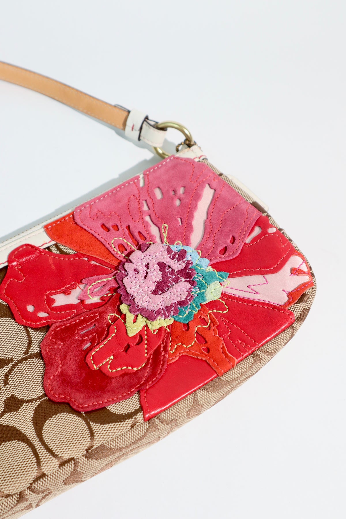 Coach Poppy Flower Demi Bag & Matching Wristlet – Red/Brown | Rare Find | Style 6264