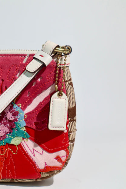 Coach Poppy Flower Demi Bag & Matching Wristlet – Red/Brown | Rare Find | Style 6264