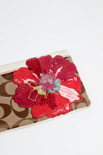 Coach Poppy Flower Demi Bag & Matching Wristlet – Red/Brown | Rare Find | Style 6264