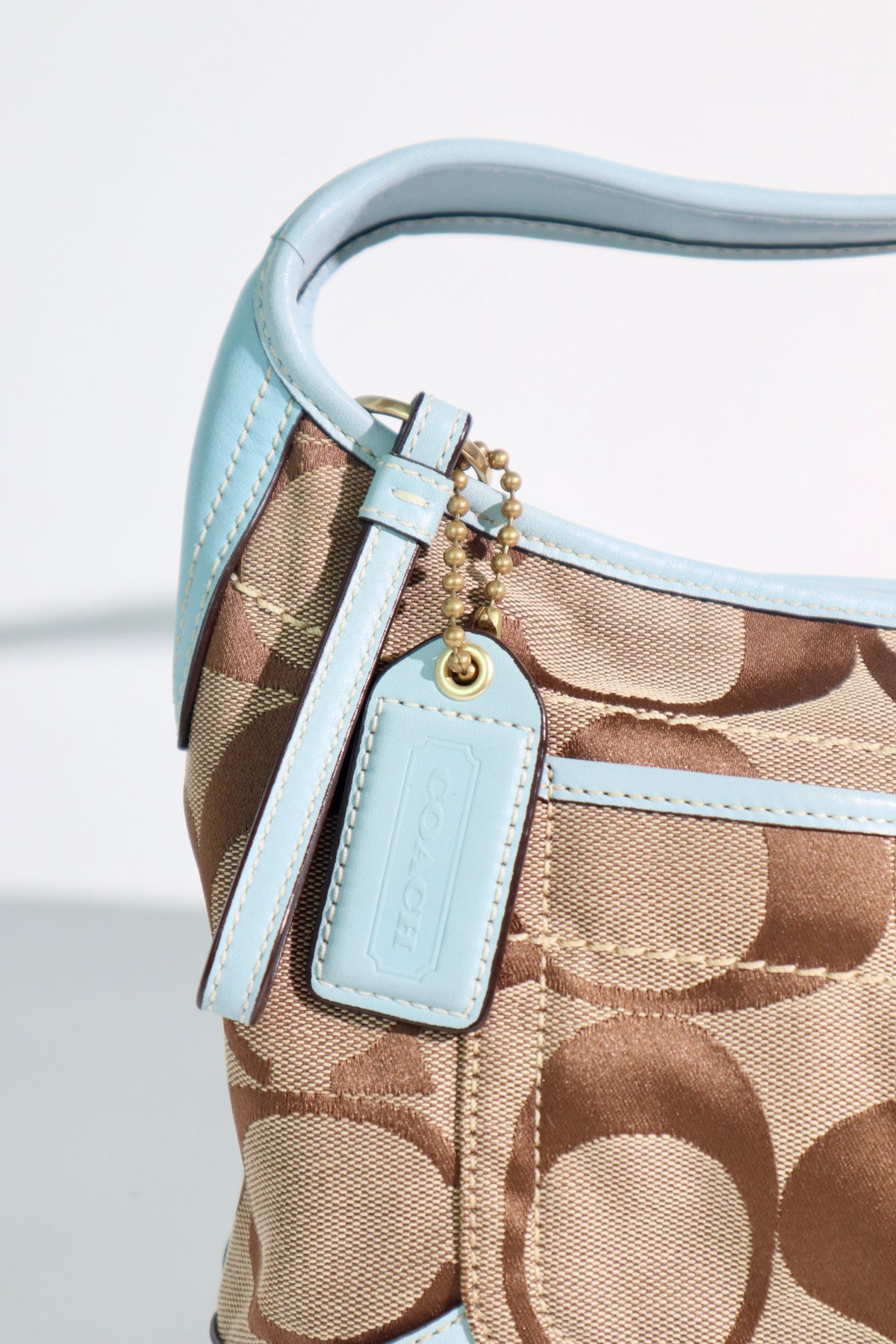 Coach Signature Canvas Ergo Hobo in Baby Blue (Rare Find)