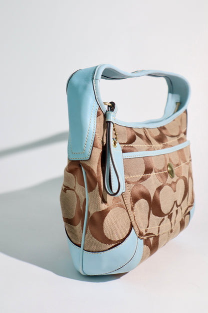 Coach Signature Canvas Ergo Hobo in Baby Blue (Rare Find)