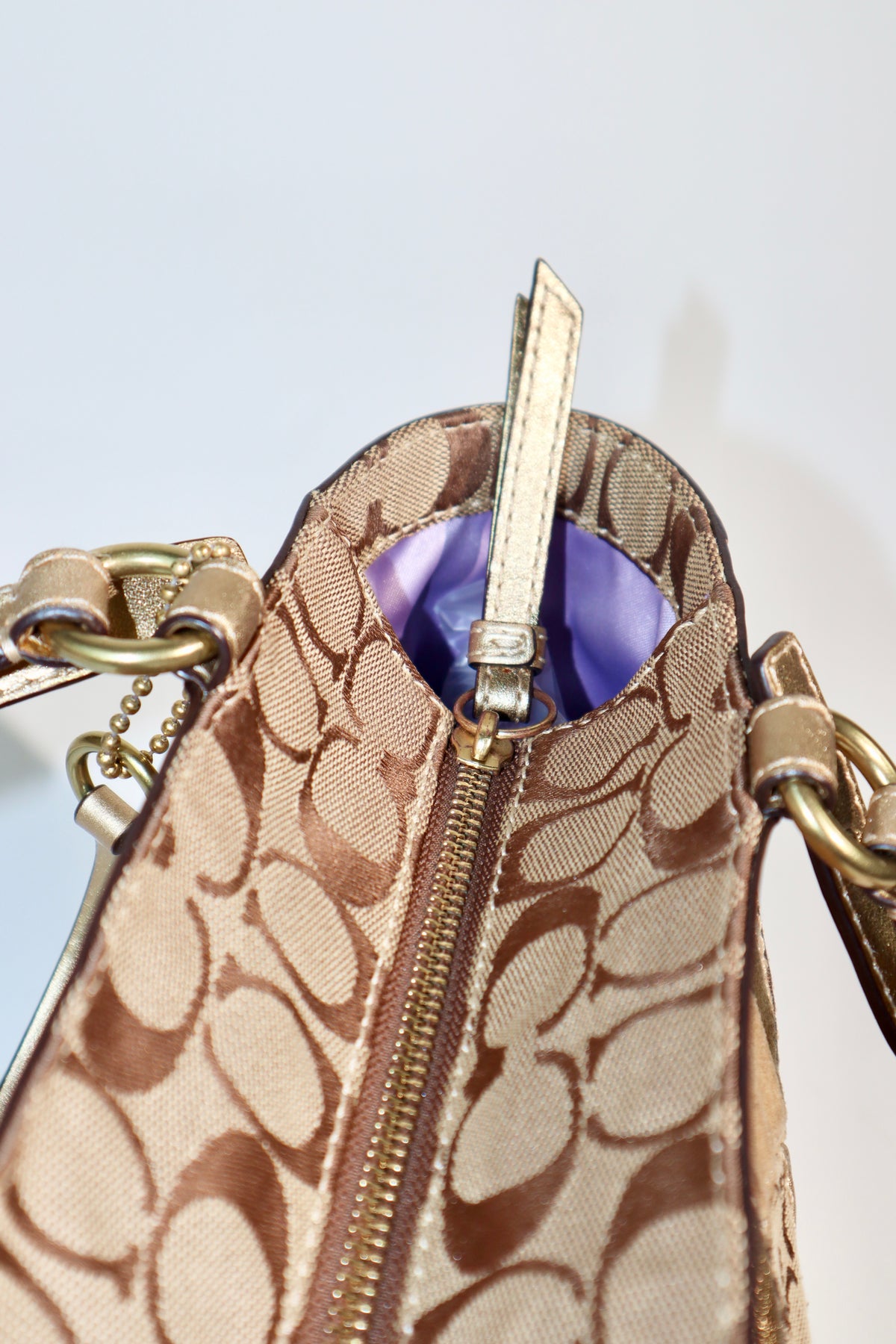 Coach Gold Metallic Mosaic Patchwork Signature Gallery Tote