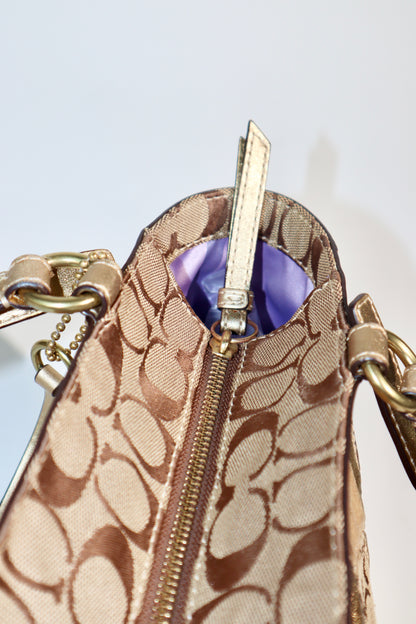 Coach Gold Metallic Mosaic Patchwork Signature Gallery Tote