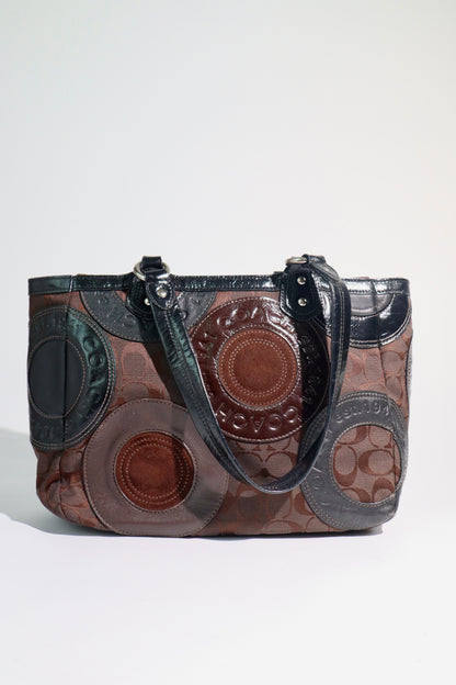 Coach Circle Mosaic Patchwork East West Tote – Style F15466 (Rare)