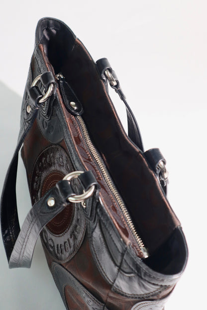 Coach Circle Mosaic Patchwork East West Tote – Style F15466 (Rare)