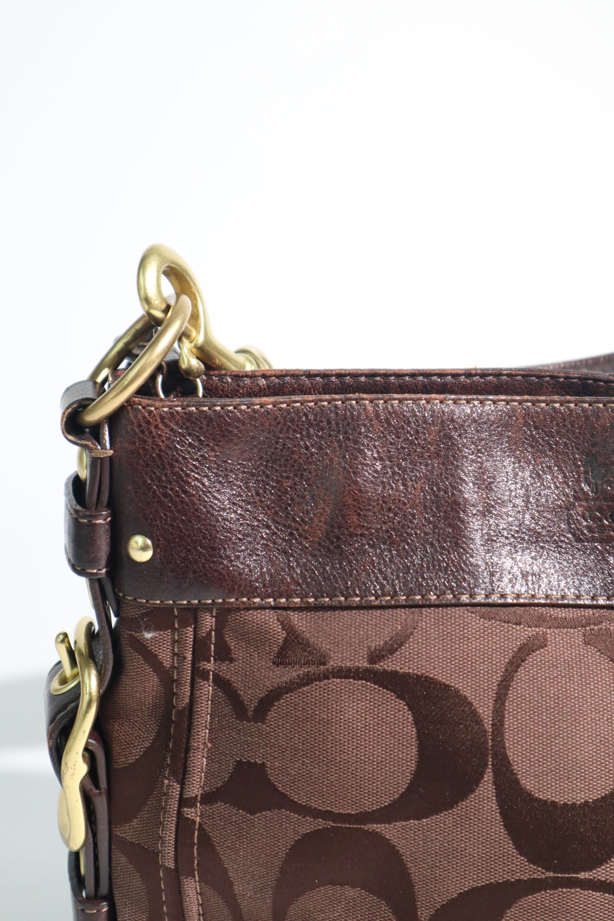 Vintage Coach Zoe Shoulder Bag in Chocolate Brown - 12657