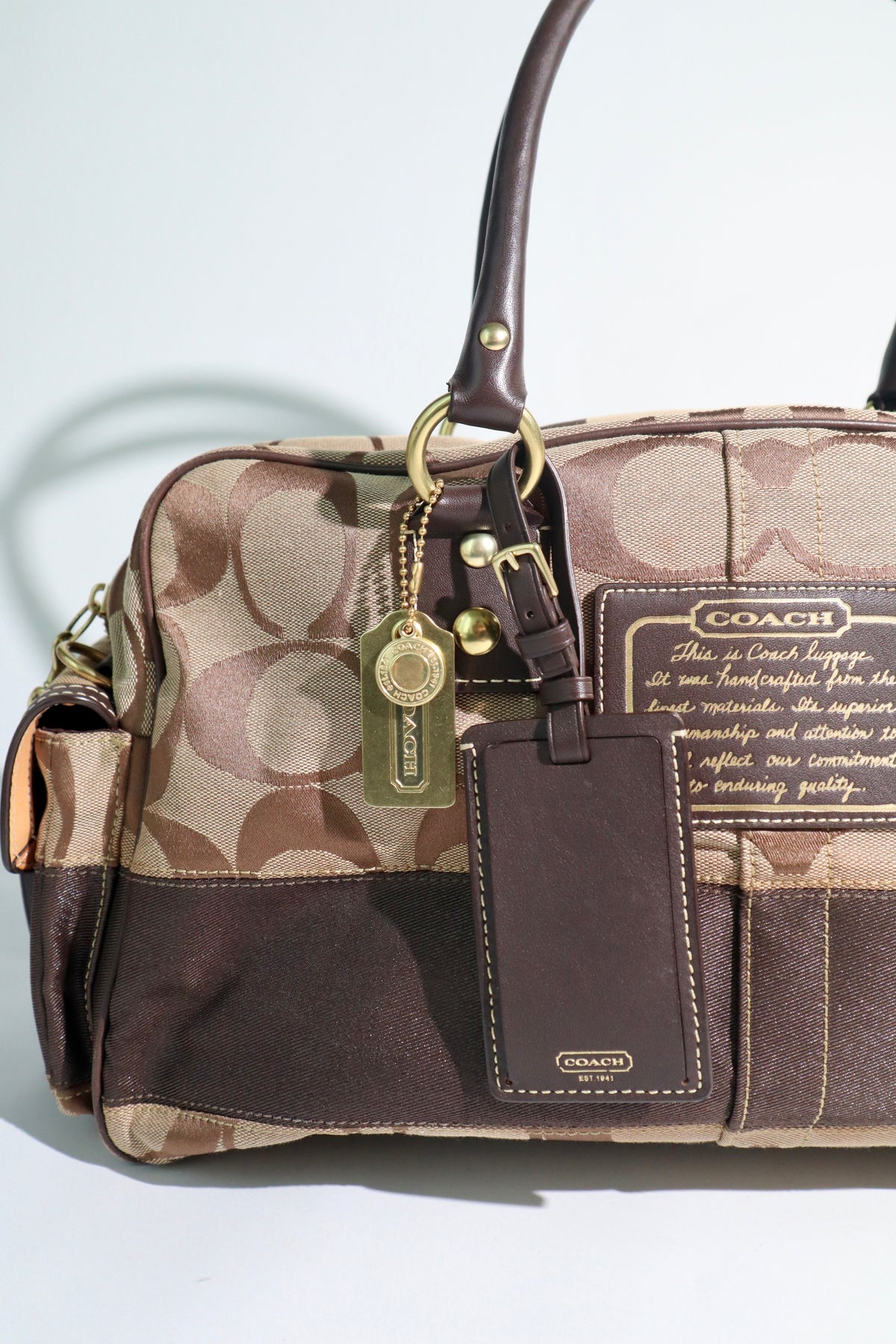 Coach Signature Stripe Boston Duffel Travel Bag, style F10392