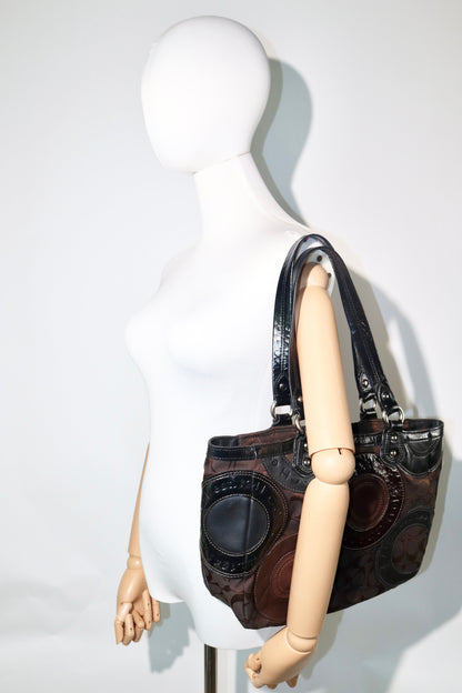 Coach Circle Mosaic Patchwork East West Tote – Style F15466 (Rare)