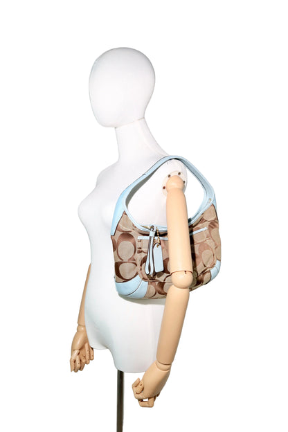 Coach Signature Canvas Ergo Hobo in Baby Blue (Rare Find)