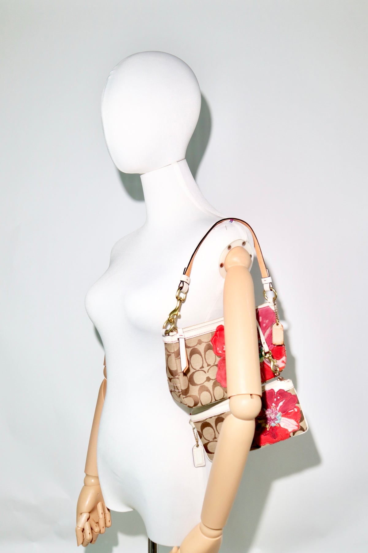 Coach Poppy Flower Demi Bag & Matching Wristlet – Red/Brown | Rare Find | Style 6264