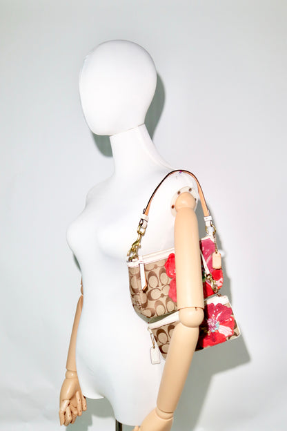 Coach Poppy Flower Demi Bag & Matching Wristlet – Red/Brown | Rare Find | Style 6264