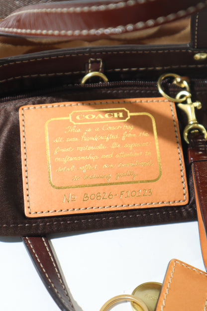 Coach Madeline Mini Tote in Braun mit goldfarbenem Drehverschluss – F12463