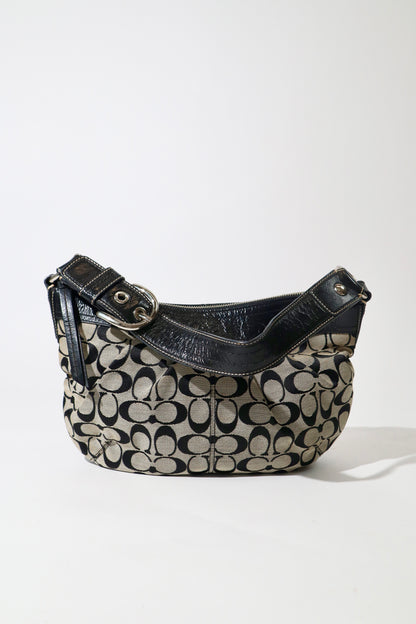 Coach Signature Canvas Shoulder Bag in Black/Grey – F13740