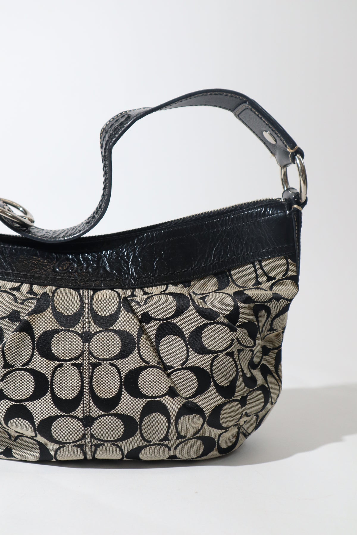 Coach Signature Canvas Shoulder Bag in Black/Grey – F13740