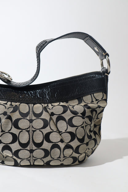 Coach Signature Canvas Shoulder Bag in Black/Grey – F13740