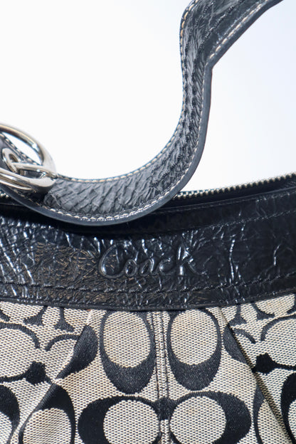 Coach Signature Canvas Shoulder Bag in Black/Grey – F13740