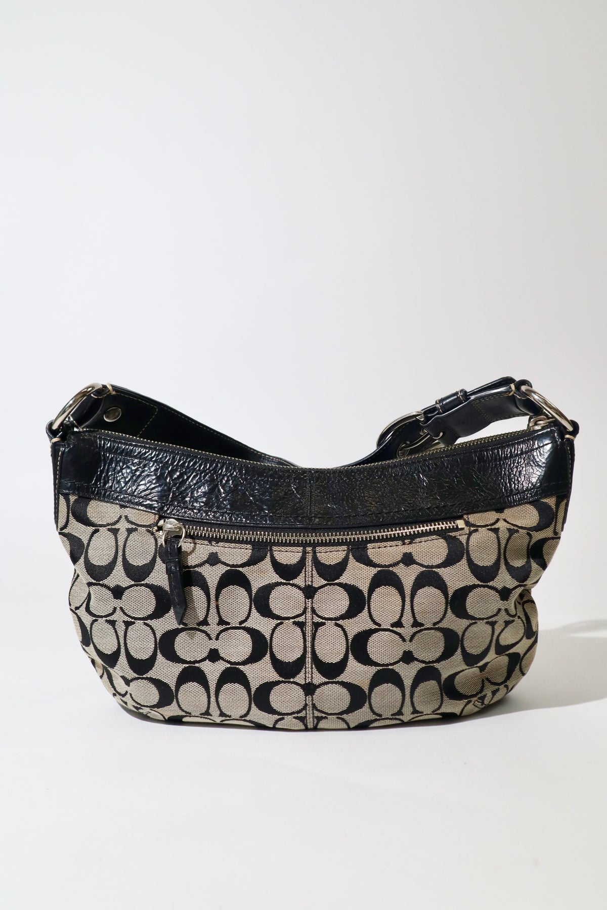 Coach Signature Canvas Shoulder Bag in Black/Grey – F13740