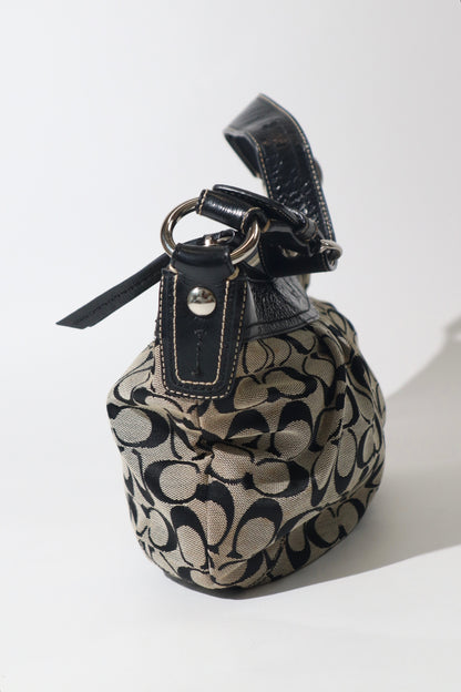 Coach Signature Canvas Shoulder Bag in Black/Grey – F13740