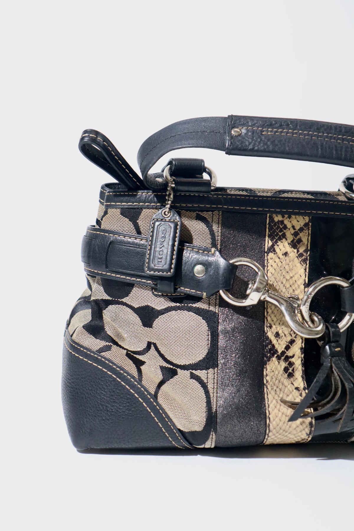 Vintage Coach 10262 Hampton Handbag in Black/Grey