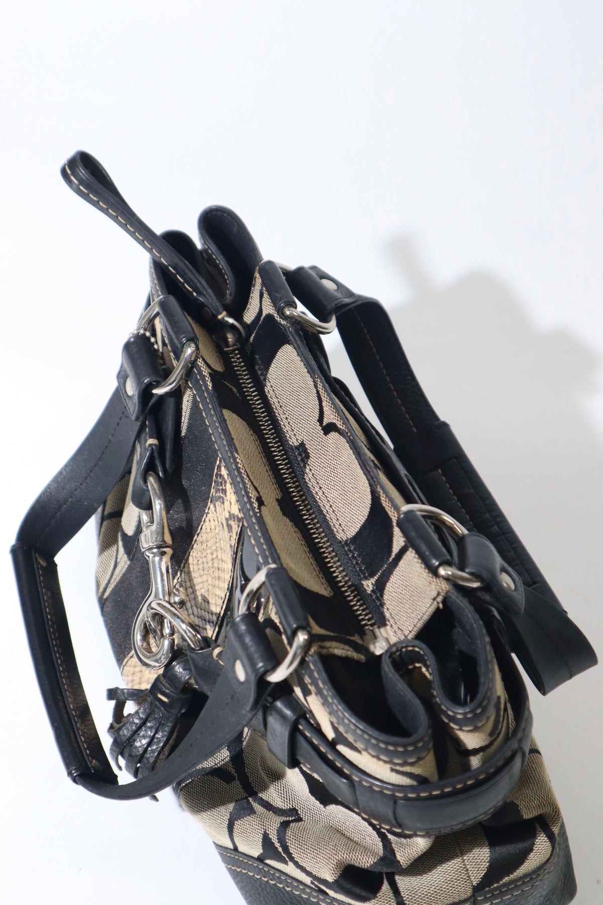 Vintage Coach 10262 Hampton Handbag in Black/Grey