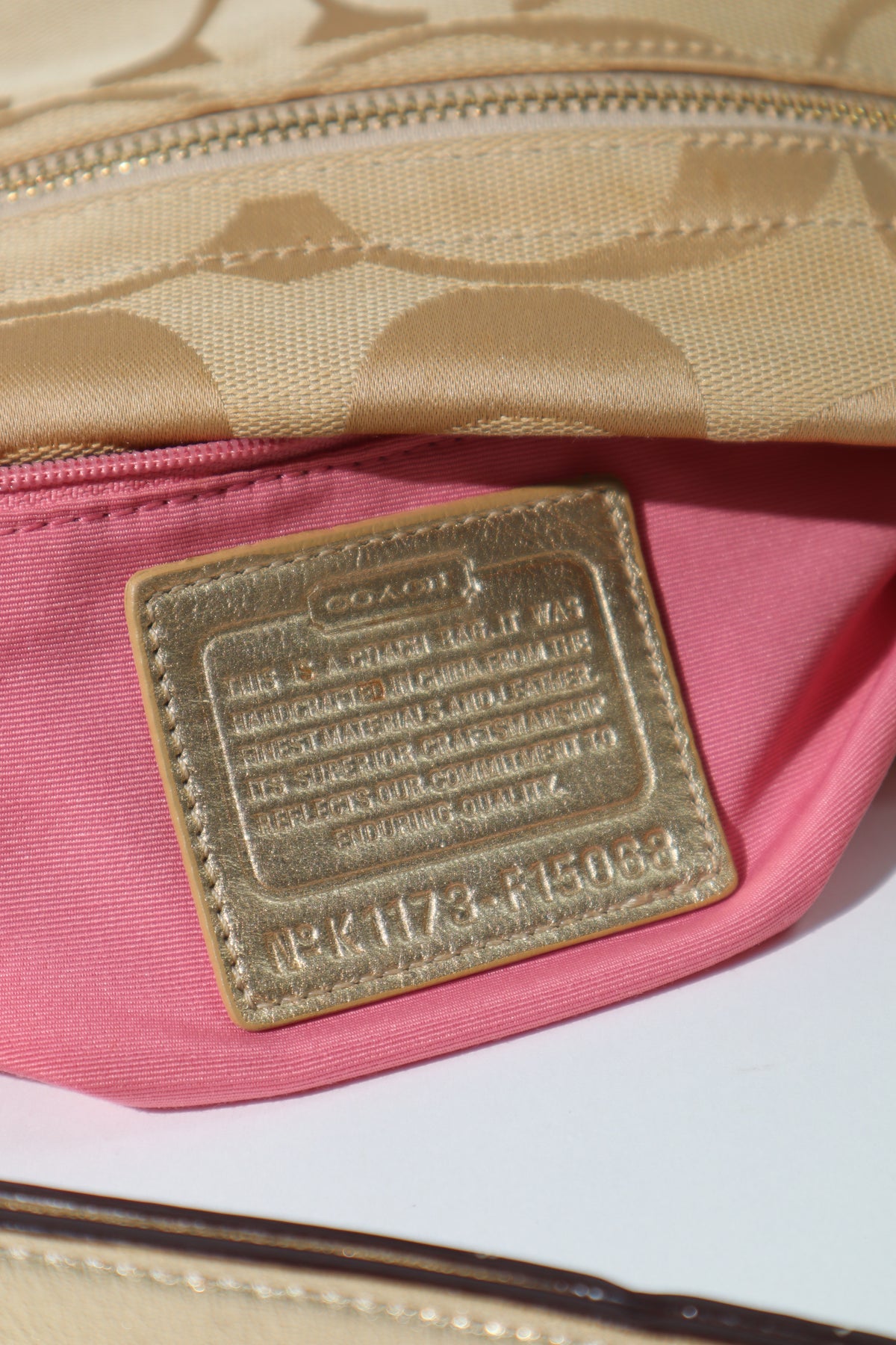 Coach Signature Canvas Crossbody Bag in Cream & Gold - F15068