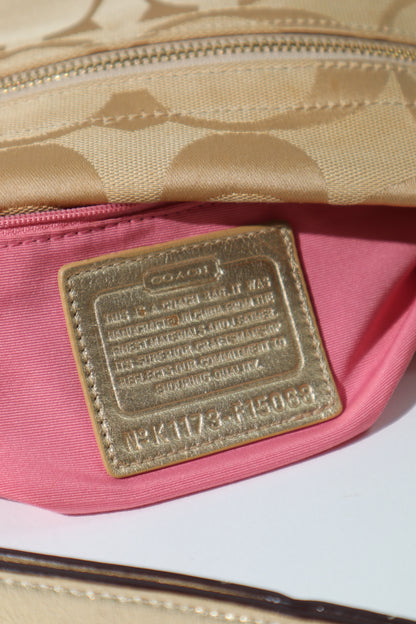 Coach Signature Canvas Crossbody Bag in Cream & Gold - F15068