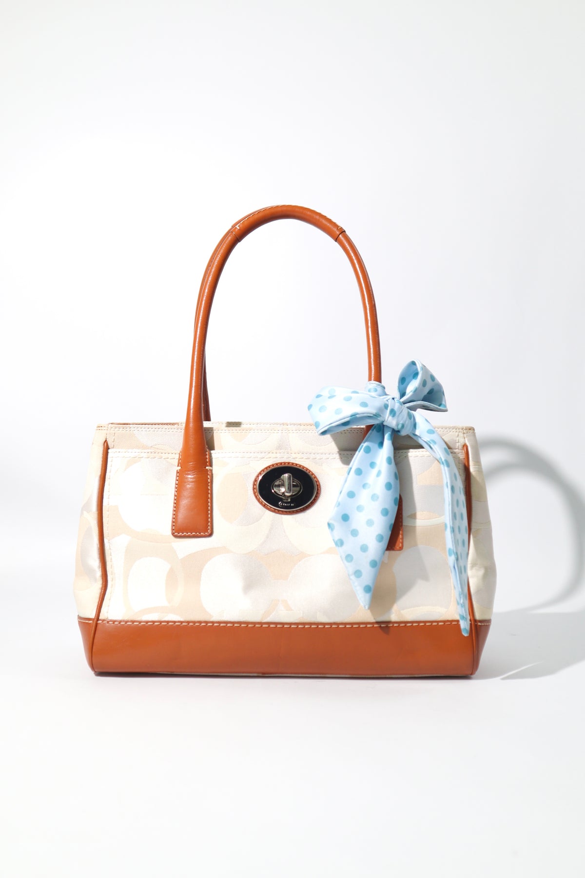 Coach Madeline Mini Tote in Cream with Scarf, style 11820