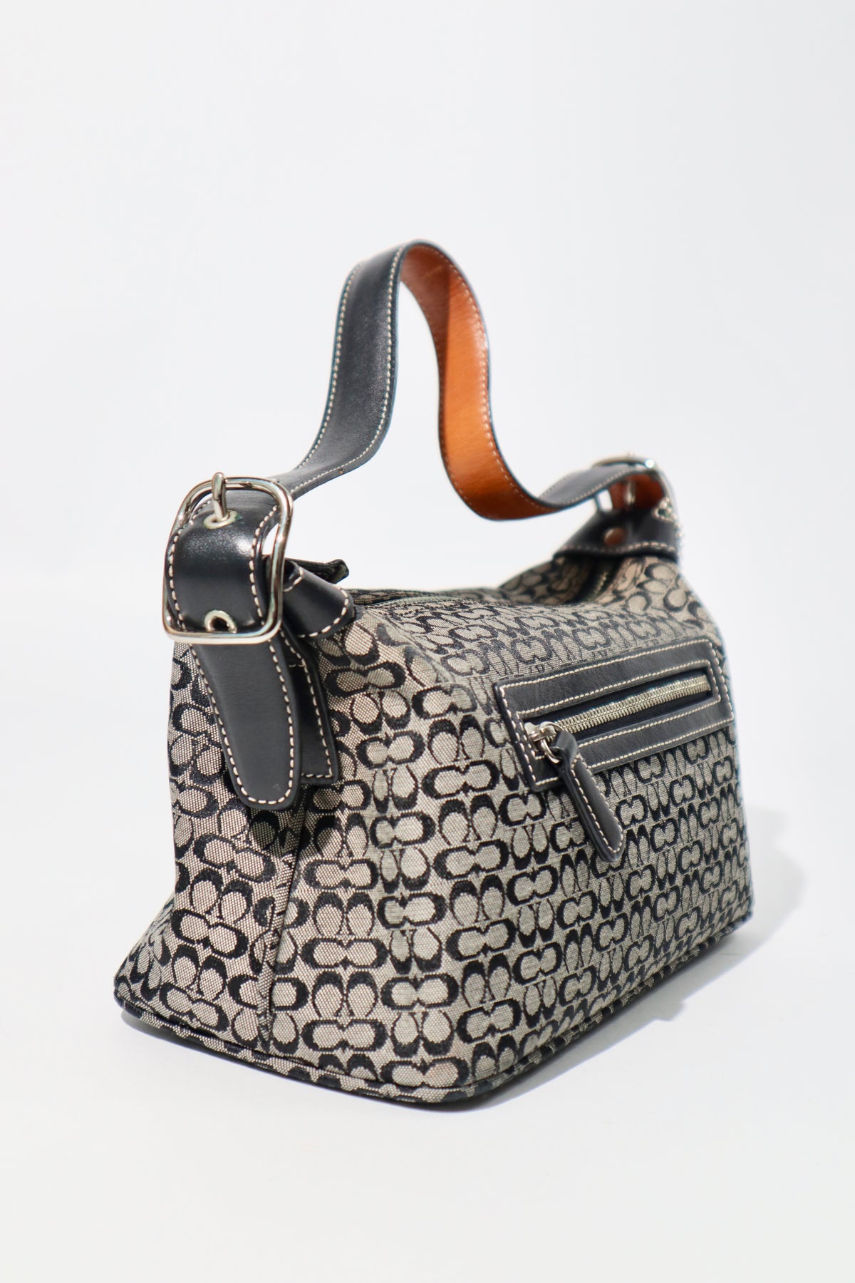 Vintage Coach Signature Umhängetasche in Schwarz/Grau (6044)