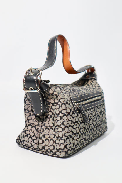 Vintage Coach Signature Umhängetasche in Schwarz/Grau (6044)