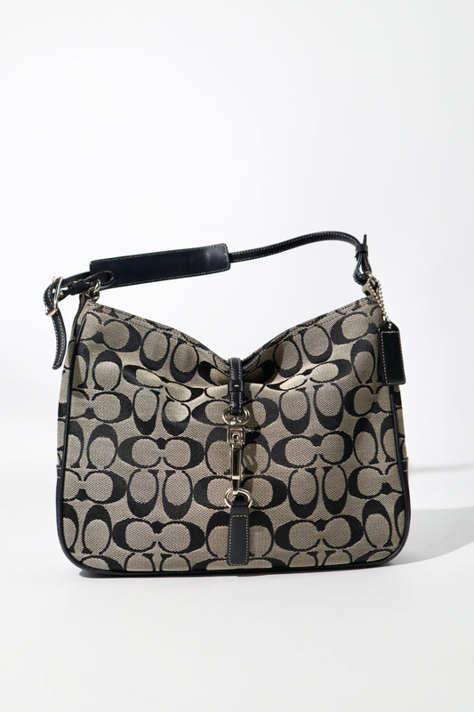 Coach Hampton Clip Shoulder Bag in Black/Grey, Style (6091)