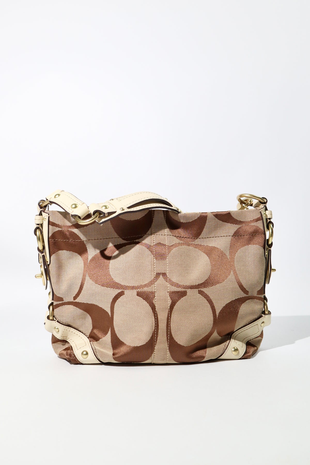 Coach Signature Mini Carly Bag with White Leather Detail - 10619