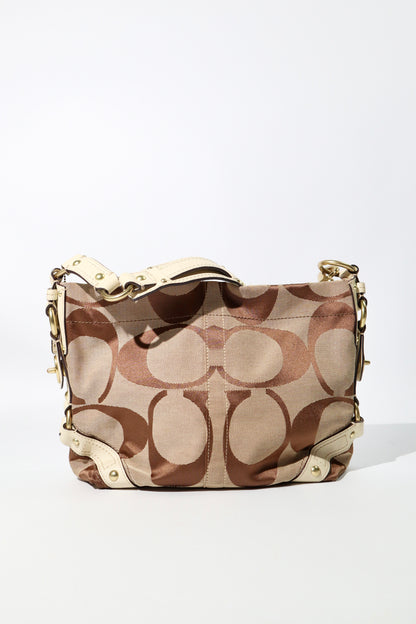 Coach Signature Mini Carly Bag with White Leather Detail - 10619