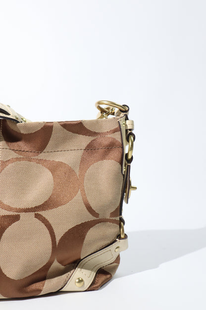 Coach Signature Mini Carly Bag with White Leather Detail - 10619