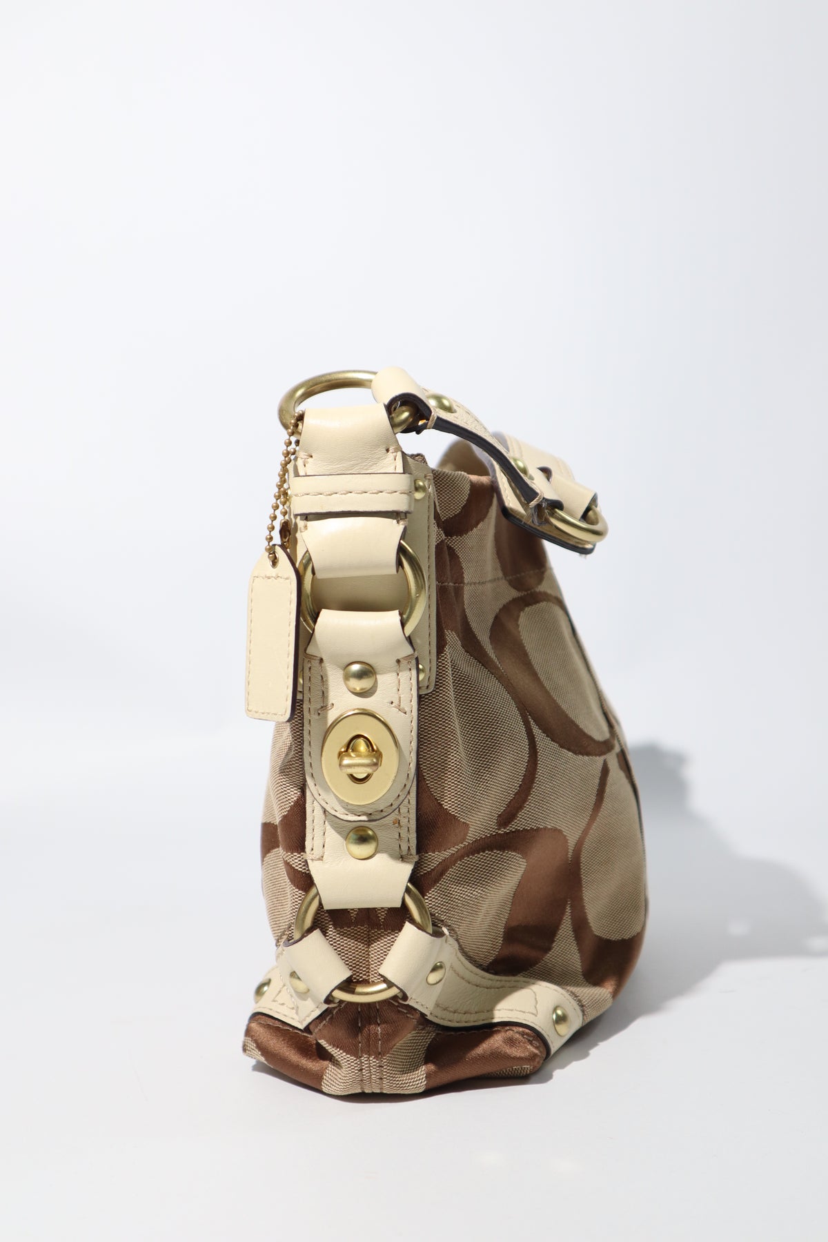 Coach Signature Mini Carly Bag with White Leather Detail - 10619