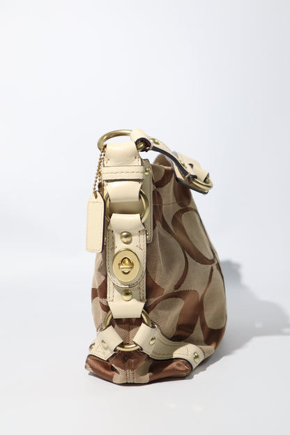Coach Signature Mini Carly Bag with White Leather Detail - 10619