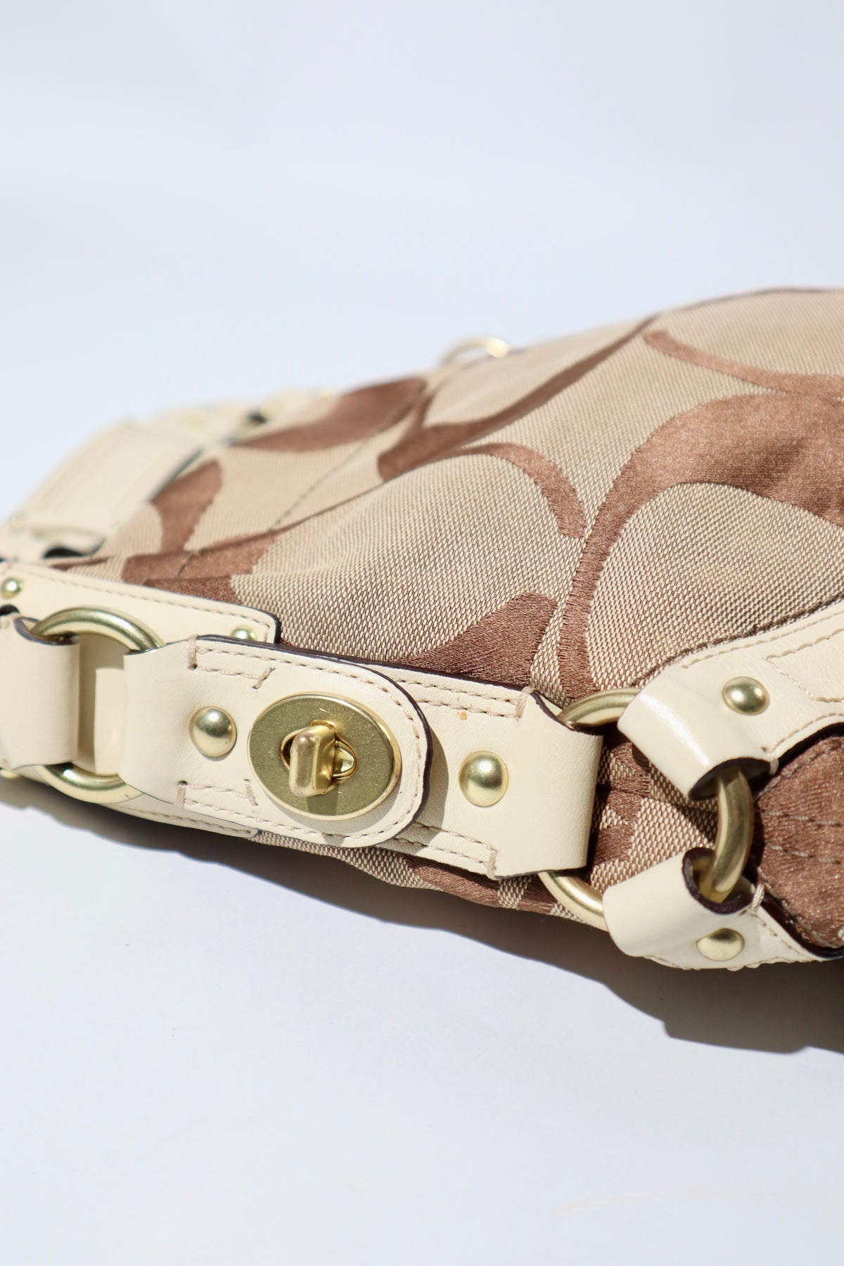 Coach Signature Mini Carly Bag with White Leather Detail - 10619