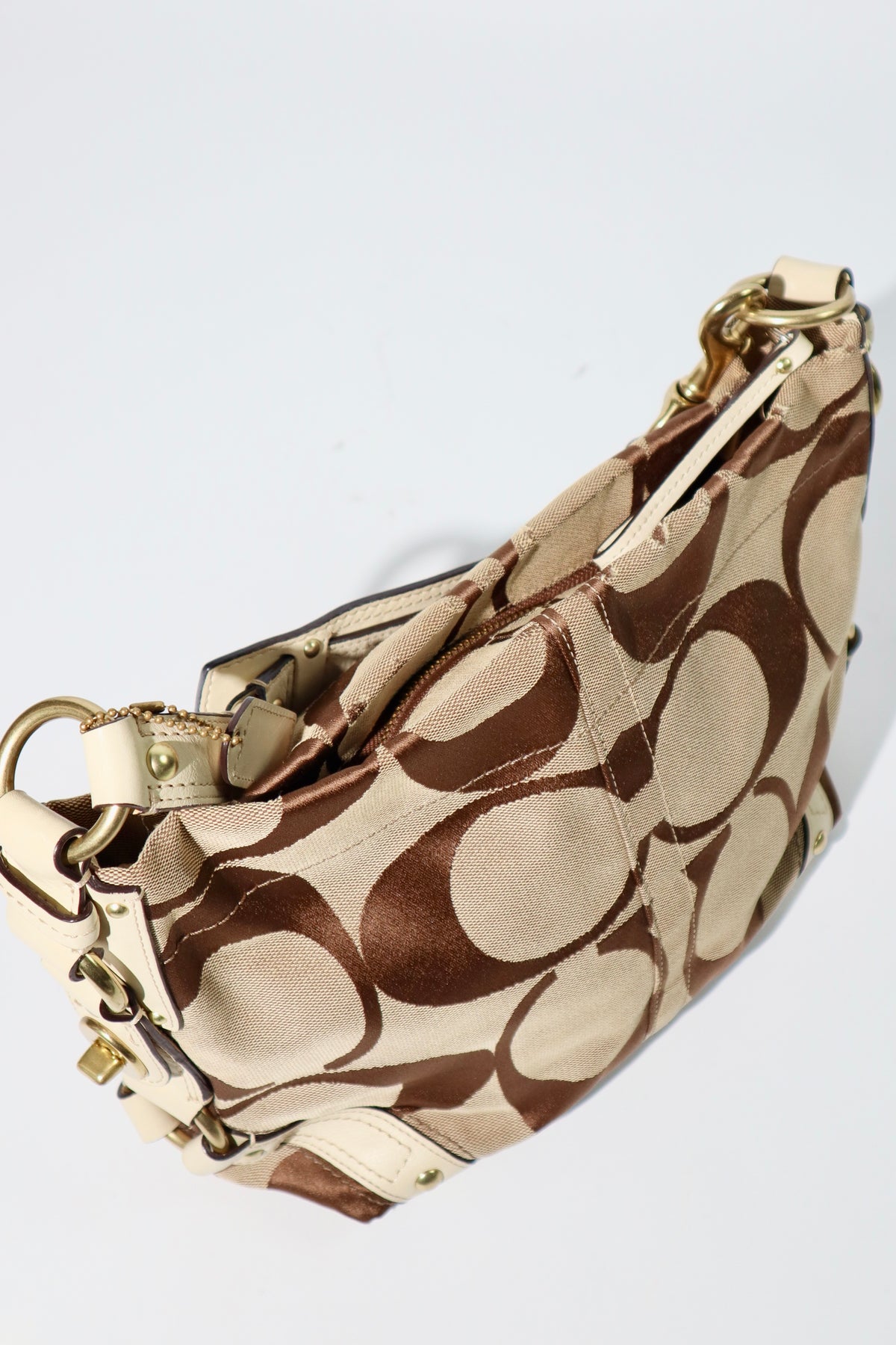 Coach Signature Mini Carly Bag with White Leather Detail - 10619