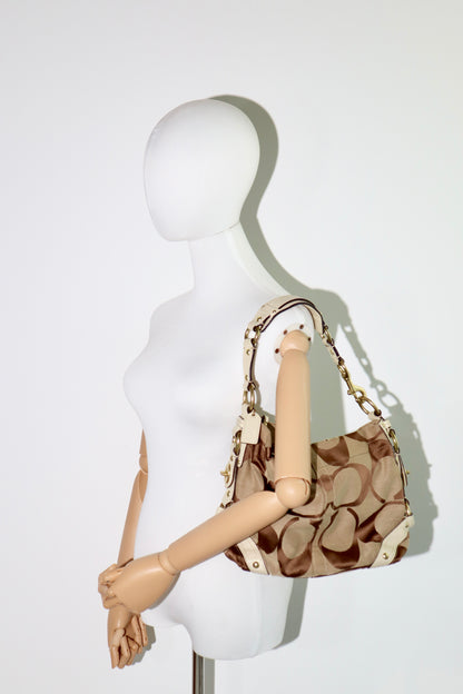 Coach Signature Mini Carly Bag with White Leather Detail - 10619