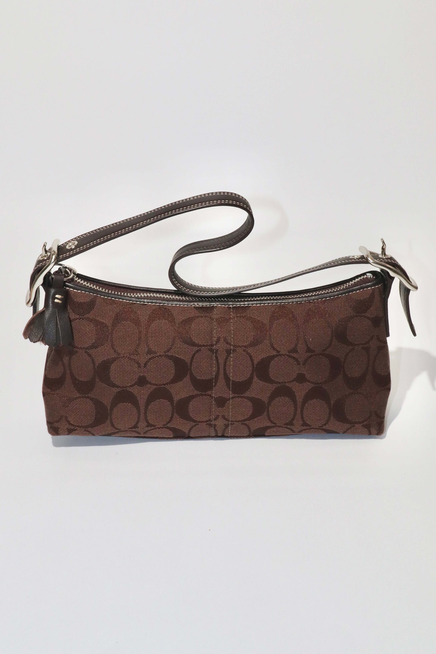 Vintage Coach Chocolate Brown Baguette Demi Shoulder Bag