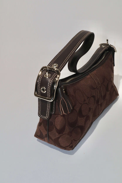 Vintage Coach Chocolate Brown Baguette Demi Shoulder Bag