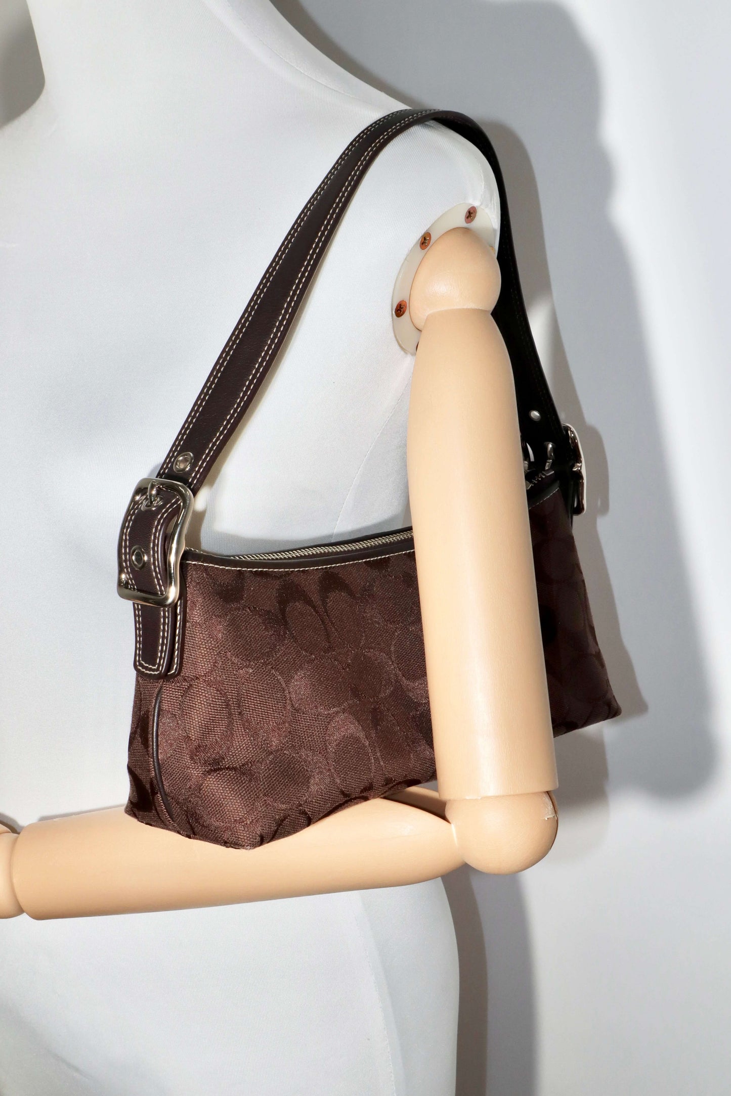 Vintage Coach Chocolate Brown Baguette Demi Shoulder Bag